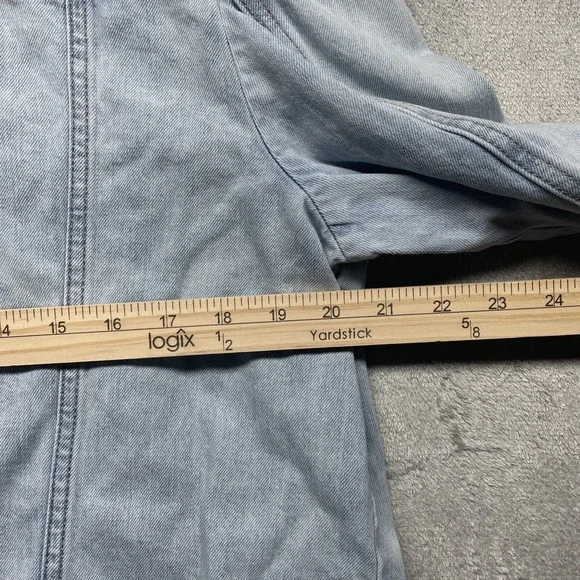 Express Jeans Jacket Women's XL Blue Denim Long Sleeve Button Jacket Cropped - Picture 6 of 8